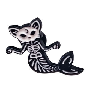 Skeleton Mermaid Cat enamel pin
